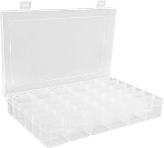 36 Compartment Plastic Organizer Box with Adjustable Dividers for Craft, Jewelry, Fishing Tackle & More (36 Compartments, L 10.8'x W 7' x H 1.8')