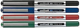 Uni-Ball UB-150 Liquid Ink Rollerball Pen - Fine 0.5mm Tip - Black, Blue, Green, Red - Pack of 4