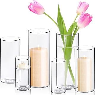 عرض حصري على Glass Cylinder Vases Set of 6, Tall Clear Vase for Centerpieces, Glass Candle Holders for Pillar Floating Candles, Vases for Home Decor (Not Include Flower and Candle) (M+L+XL) - عروض أمازون السعودية