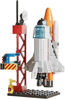 Space Rocket Launch Building Set, 107 Pieces, Educational Construction Toy with Launch Tower.