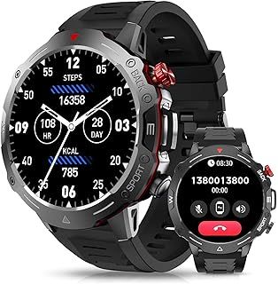 Exclusive Deal on Men's Smartwatch with Phone Function, 1.52 Inches, Military Smartwatch with Heart Rate, Blood Pressure, Sleep Monitor, Voice Assistant, Message Reminder, for Android iOS 120+, Sports Modes - Amazon KSA Deals