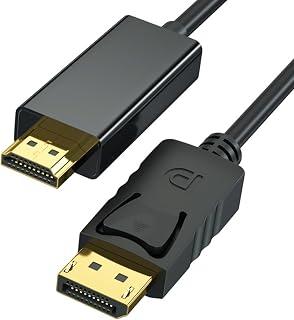 كيبل منفذ عرض 4K الى HDMI، يدعم 4K @30Hz، 2K@60Hz، 1080p@240Hz، كيبل مضفر DP نشط الى HDMI، متوافق مع شاشة التلفزيون والكمبيوتر واللابتوب وغيرها (1.8 متر)