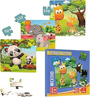 عرض حصري على Jigsaw Puzzles Toys for 3-5 Year Old Boys and Girls, Magnets Puzzle for Childrens, Ideal Gifts for Toddler, Educational Sensory Wooden Puzzles, Preschool Toys (Animals) - عروض أمازون السعودية
