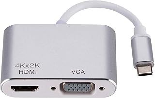 عرض حصري على USB C to HDMI &amp; VGA Adapter, USB Type C (Thunderbolt 3 Compatible) to HDMI 4K+VGA Converter Adapter,Dual Monitor 2-in-1 mini Converter for 2018 iPad Pro/MacBook Pro/Chromebook/Dell XPS/Sam1 - عروض أمازون السعودية