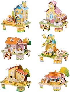 عرض حصري على CCINEE 6 Pack 3D Puzzles for Kids, Cartoon Paper Puzzles Toy Gift Set for Girls and Boys DIY Jigsaw Toys Mini House for School Family Craft - عروض أمازون السعودية