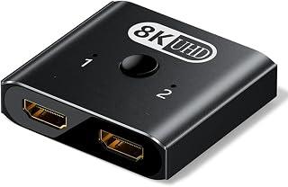 محول HDMI 8K ثنائي الاتجاه، محول مقسم HDMI 2 في 1 من الالومنيوم لجهاز PS5 وXbox Series X، 4K@120Hz 8K@60Hz الترا اتش دي للتلفزيون بشاشة مزدوجة (التوصيل والتشغيل)