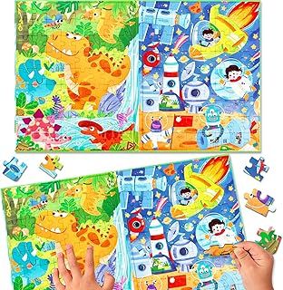 عرض حصري على Dinosaur Animal Jigsaw Magnetic Puzzle, Montessori Preschool Learning Toy, 132 Pieces Toddler Dinosaurs A4 Size Jigsaw Puzzle Book, Suitable for Ages 3-8 Olds Boys and Girls - عروض أمازون السعودية