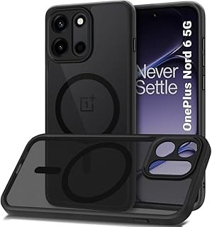 Exclusive Deal on Translucent Matte Retro Case for OnePlus Nord 6, Anti-Yellow Shockproof Protective Phone Cover, Hard PC Back &amp; Soft TPU Bumper Slim Case - Matte Black - Amazon KSA Deals