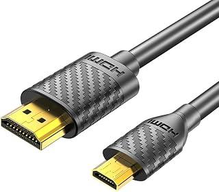 كيبل مايكرو HDMI إلى HDMI 4K 60Hz من ويسفنلي، سلك محول مايكرو اتش دي ام اي سريع للبيانات متوافق مع كاميرا كانون/نيكون/سوني وجوبرو هيرو 7 و6 و5 ولينوفو يوجا والشاشات وبطاقات الصوت والفيديو HDR (3 م)