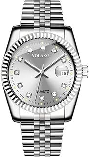 Exclusive Deal on Yolako Men's Casual Quartz Stainless Steel Strap Watch Analog Watch Fashion Stainless Steel Waterproof Luxury Golden Quartz - Amazon KSA Deals