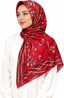 Satin Silk Square Scarf for Women, Elegant Floral Print, Large Head Wrap, Multi-Style Fashion Accessory, 90x90 cm