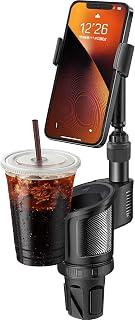 Phone Holders for Your Car, 2 in 1 Universal Cup Holder Expander Adjustable Base with Phone Mount, Long Arm with 360°Rotation Cup Holder Phones Mount for Car Compatible with All Smartphones