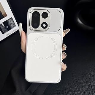 Exclusive Deal on Compatible with Oneplus 15 back Case cover,High end, Business style, Skin friendly lychee pattern splicing design, Supports magnetic charging, PC hard shell，White - Amazon KSA Deals