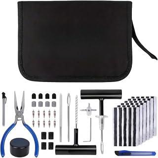 مجموعة اصلاح الاطارات مكونة من 62 قطعة، مجموعة ادوات اصلاح سريعة للثقب وسدادة مسطحة شديدة التحمل، مجموعة احترافية لاصلاح الاطارات في حالات الطوارئ مناسبة لسيارات الجيب والسيارات والشاحنات والدراجات