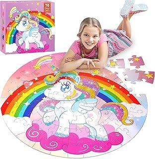 عرض حصري على Soofam Jigsaw Puzzles for Kids Ages 3-6, 70 Piece Unicorn Large Floor Puzzle,Preschool Learning Educational Toy Jigsaw Puzzle for Birthday Christmas Girls Boys Ages 3 4 5 6 7 8 9 10 Years Old - عروض أمازون السعودية