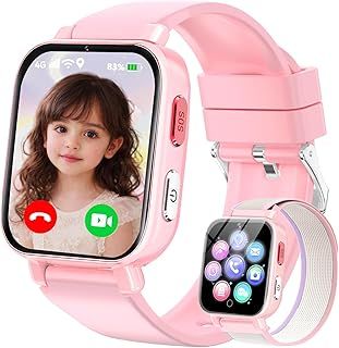 Exclusive Deal on Children's Smart Watch 4G, Smartwatch Children with GPS and Phone, Video Calls, SOS, Voice Chat, School Mode, Alarm Clock, Games, Pedometer, Smart Watch Girls Boys 4-12 Gift (Pinks) - Amazon KSA Deals
