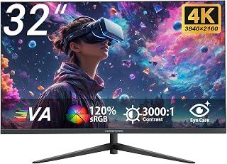 شاشة كمبيوتر 32 انش 4K UHD 3840 × 2160 VA، تباين 3000:1، sRGB 120%، فري سينك، اطار رفيع للغاية، HDMI×2، منفذ عرض×2، حامل فيسا قابل للتعديل، حماية للعين