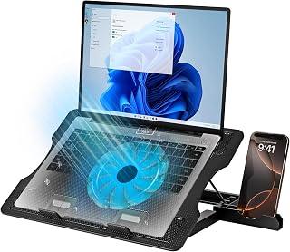 WEETOTUNG Laptop Cooling Pad Stand for Gaming - Quiet Fan Height Adjustable Stand with USB Interfaces Charging and Cooler Power Charging Port - Turbofan for Gaming Notebook and Office Laptops