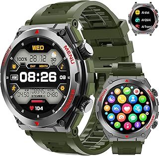 Exclusive Deal on Military Smart Watch for Men With AI Q&amp;A (Answer/Make Call/SMS Reply), 1.52" HD Smartwatch for Android Phones/iPhone, 100+ Sport Mode Fitness Tracker with HR, SpO2, Sleep Monitor, IP68 Waterproof - Amazon KSA Deals