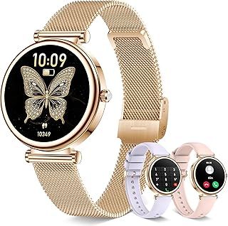 Exclusive Deal on Smart watch for Women (Answer/Make Calls),1.27 Inch Round Smartwatch with 100+ sports modes, Heart Rate/Sleep Monitor Pedometer IP68 Waterproof Activity Fitness Watch for iPhone Android, Rose Gold - Amazon KSA Deals