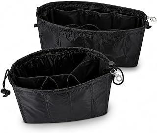 Handbag Organizer Insert for Women, Black Leather Makeup and Cosmetic Storage Bag, Purse Insert Pouch for Beauty Products, Personal Essentials and Everyday Use