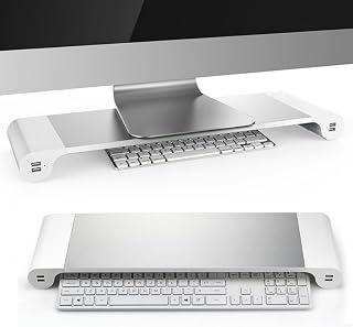 iMac Stand Space Bar with 4 USB Ports for charger, Aluminum Desk Holder Dock for Laptop and iMac