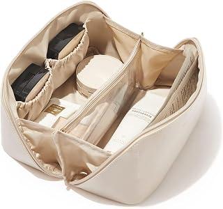 ABTRIX WITH AB Travel Makeup Bag,Large Capacity Cosmetic Bags for Women, Waterproof Portable Pouch Open Flat Toiletry Bag Make up Organizer 9.25" X 4.13" 4.33", Travel Accessories