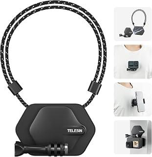 TELESIN Magnetic Chest Mount + Neck Strap + Phone Holder, 360° POV Invisible Selfie Necklace Lanyard Mounting Accessories Attach for GoPro Max Mini Hero 11 10 9 8 7 Insta360 DJI Action iPhone Android