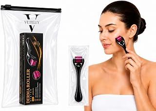 VETELLY Derma Roller System 1.5 mm 540 Needles Hair Growth, Titanium Micro Wrinkle Anti Aging Acne Scar Stretch Mark Treatment Micro Needling Face Care Massage Tool