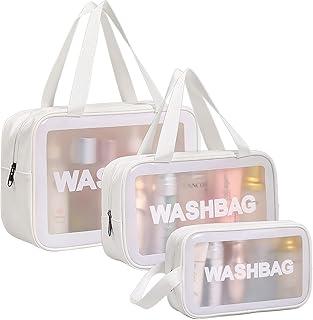 DAPOWER Travel Toiletry Bag for Women and Men, Matte Translucent Shower Bag with Handy Handle, Makeup Cosmetic Organizer Bag for Travel Toiletries Accessories (White) - Amazon Egypt Deals