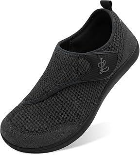 L-RUN Mens Wide Walking Shoes Breathable Barefoot Shoe Wide Width Feet Adjustable Zero Drop Shoes Non-Slip Casual Sneakers