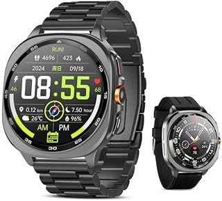 Exclusive Deal on GPS Smart Watch for Men 1.43-inch HD AMOLED 3ATM Waterproof 530mAh Large Battery 100+ Sport Modes Flashlight Answer/Make Calls smart watch for android iOS (2 Bands) - Amazon KSA Deals