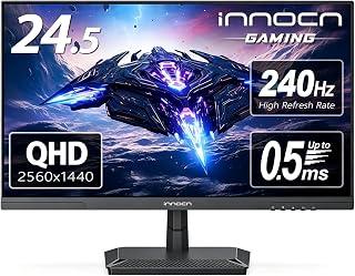 شاشة ألعاب للكمبيوتر المكتبي 24.5 بوصة بمعدل تحديث 240Hz ودقة 1440P QHD 2K، شاشة ألعاب IPS سريعة ومنفذ HDMI 2.1، ومنفذ عرض، ومكبر صوت مدمج، موديل 25G2S من إنوسن