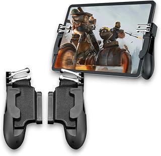 H11 Six-Finger Game Handle for Tablets & Mobile Phones, Durable ABS+Alloy Gaming Triggers with Built-in Tablet Support Stand, Fits 5.5 Inch+ Screens Compatible With PUBG Fast Aiming [android,ios]