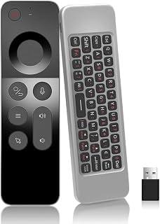 Universal Voice Remote Control Air Mouse, 2.4g Air Mouse with Built-in Keyboard 4-in-1 Wireless Remote Control 10M Range for Nvidia Shield/Android Tv Box/PC/Projector/HTPC/All-in-one PC