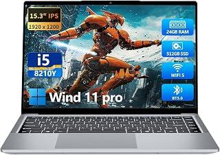 عرض حصري على KUMNOSAL 2026 Laptop,15.3 Inch Laptop with i5-8210Y(Up to 3.6GHz), 24GB RAM 512GB SSD,FHD IPS 1200p,180°Open Portable Laptop, WiFi 5, UHD Graphics, Win 11 Pro Laptops for Business Light Gaming - عروض أمازون السعودية