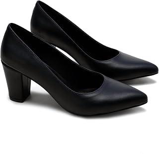 Snatch Women`s Leather Block Heeled Pump