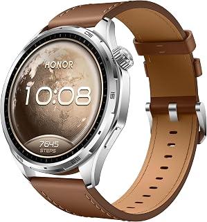 عرض حصري على HONOR Watch 6 Smartwatch, 35-Day Battery, Dual-Band GPS, 123 Sports Modes, NFC Payment, 3000 Nits AMOLED Display, AI Health Scan, Twilight Brown Leather Strap - عروض أمازون السعودية