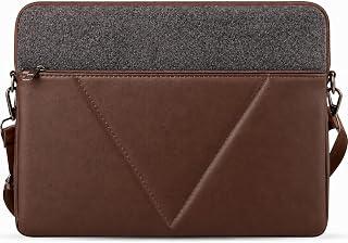 Di Pelle™ Laptop Sleeve Bag 13 Inch (25x35x5cm) Premium PU Leather Shockproof Protective Case with Shoulder Strap and Front Pocket Compatible with MacBook Air/Pro and Laptops (Brown, 13.6)
