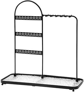 رف المجوهرات Metal Jewelry Organizer Tray Hanging Necklace Rack(Black)