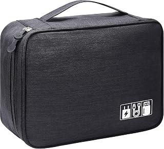 Exclusive Deal on Big Travel Universal Cable Organizer Waterproof Carrying Bag, Gadgets Electronics Accessories Storage Case for Charger, USB Cables, Earphone, Ipad Mini, Phone, SD Card, Power Bank (Black). - Amazon Egypt Deals