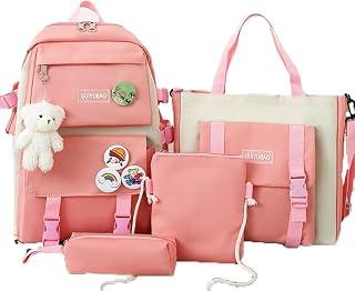 4 pcs Girls Backpack With Lunch Box & Pencil Case&Totty Bag,Cute Teddy Beart Kids School Backpack Set For Kindergarten & Elementary School 402 -Pink, One Size