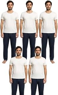 Ajyal pack of 5 Undershirt Men Half Sleeve - 100% cotton - White
