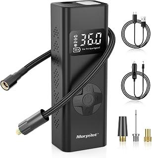 عرض حصري على Morpilot Electric Air Pump, 7800 mAh Mini Portable Compressor, Bicycle Pump Electric with Digital Display and Emergency Lighting, Pump for Car, Motorcycle, Bicycle, Balls - عروض أمازون السعودية