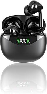 ULHYC Bluetooth Headphones, In-Ear Headphones, Wireless Bluetooth 5.3 Hi-Fi Stereo, 4 HD Microphones, Equipped with Battery LED Display, IP7 Waterproof, Long Battery Life, Type-C Fast Charging (Black)
