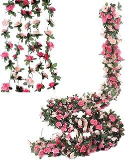عرض حصري على Beauenty 5 Pack 98 inch Flower Garland Fake Rose Vine Artificial Flower Hanging Rose Ivy Flower Plants Artificial,Home Hotel Office Weddin Party Garden Craft Art Décor (Pink) - عروض أمازون السعودية