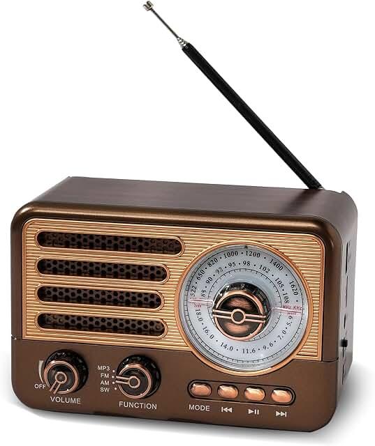 عرض حصري على Portable Retro Radio, Bluetooth Speaker, Small Vintage AM FM Shortwave Radio, Retro Decor, Rechargeable Radio, TWS, Support TF Card/USB Playing, Gifts for Man Women - عروض أمازون السعودية