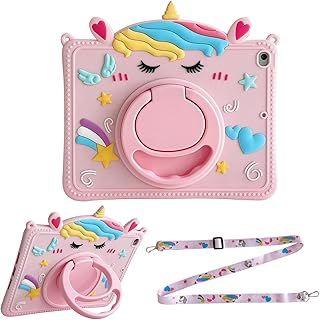 عرض حصري على Case for Samsung Galaxy Tab A9 Plus /A11 Plus 11 Inch- Shockproof Cover with 360 degree Rotating Stand &amp; Shoulder Strap, Cute Kids Case for Samsung Tab A9 Plus - (Pink Unicorn) - عروض أمازون السعودية