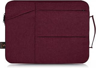 Siamo Laptop Sleeve Case with Handle & Pockets - Water Resistant Shockproof Bag, Soft Velvet Lining, High-Density Foam Padding, Durable Zipper, MacBook Pro/Air and Laptops up to 15.6 Inch (Burgundy)