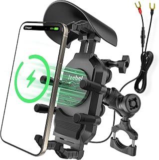 Jeebel Motorcycle Phone Holder 3-in-1 Motorcycle Smartphone Charger with Qi Wireless Charging 15W &amp; USB-C QC 3.0 30W, Sunshade, Anti-Theft, 360° Rotation – Compatible with iPhone/Android/GPS/ActionCam - Amazon Egypt Deals
